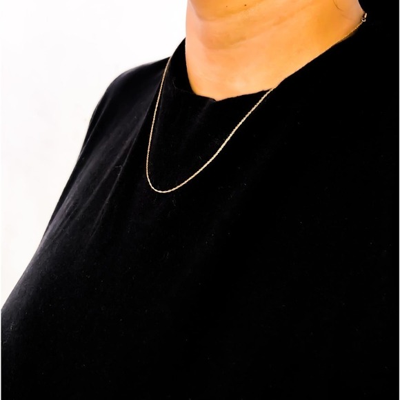 Haus of Brilliance Solid 10K Yellow Gold 0.5mmRope Chain 16" Unisex Necklace.
